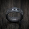 Darkened Tantalum Band With 20 Black Diamonds Chanel Set Partway Around Custom Made Men's Ring