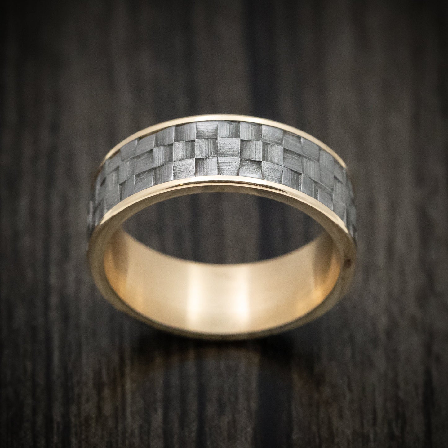 14K Gold And Tantalum Basketweave Texture Men's Ring