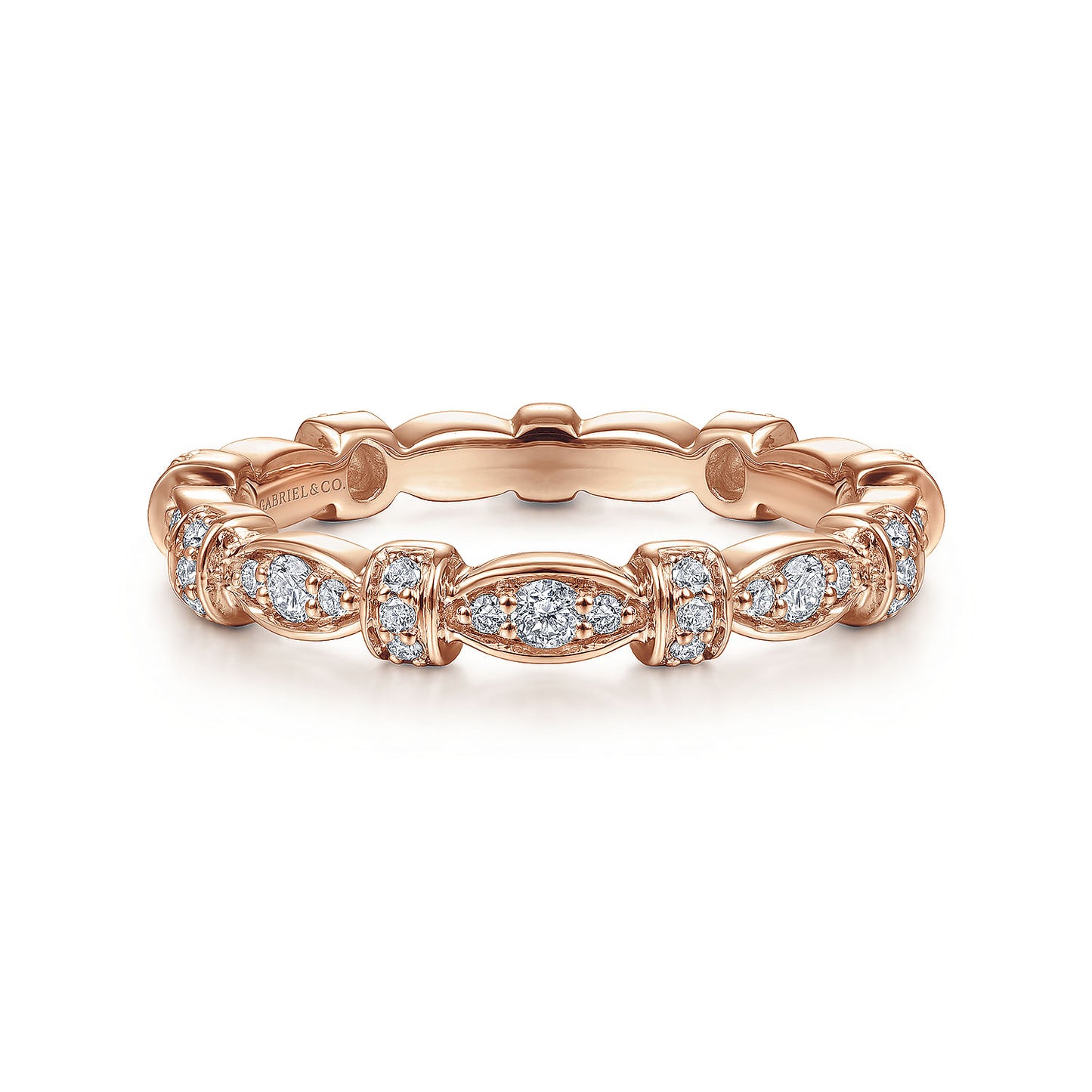 14K Rose Gold Geometric Stackable Diamond Ring