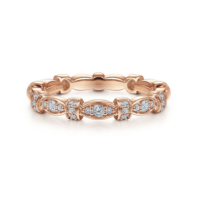 14K Rose Gold Geometric Stackable Diamond Ring