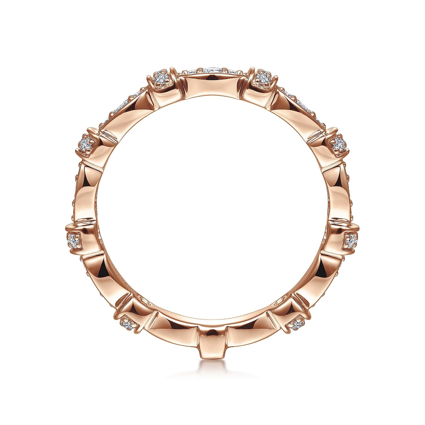 14K Rose Gold Geometric Stackable Diamond Ring