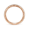 14K Rose Gold Hand Carved Stackable Diamond Ring