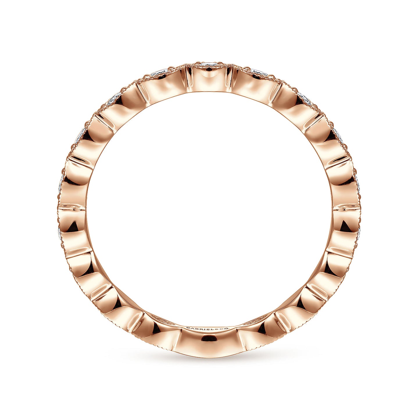 14K Rose Gold Marquise Station Diamond Stackable Ring