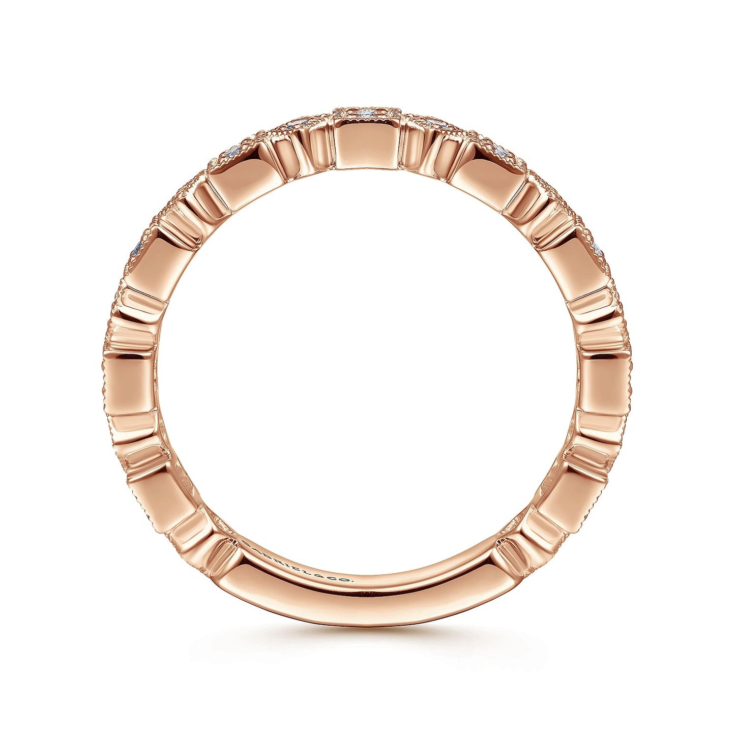 14K Rose Gold Geometric Diamond Stackable Ring