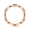 14K Rose Gold Floral Black Diamond Station Stackable Ring