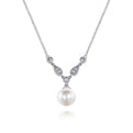 14K White Gold Cultured Pearl and Diamond Accent Necklace