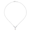 14K White Gold Cultured Pearl and Diamond Accent Necklace