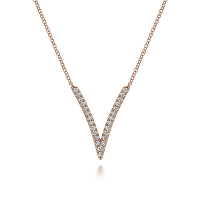 14K Rose Gold Diamond Chevron Necklace