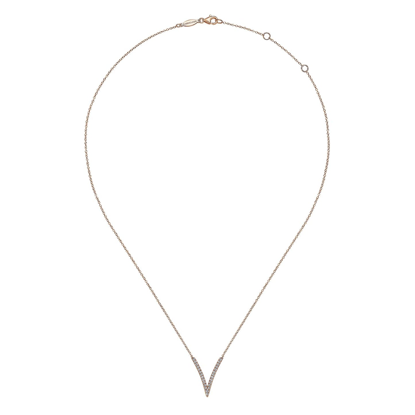 14K Rose Gold Diamond Chevron Necklace