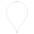 14K White Gold Cultured Pearl and Diamond Halo Pendant Necklace