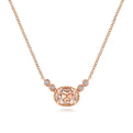 14K Rose Gold Oval Morganite Pendant Necklace with Diamond Accents