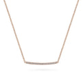 14K Rose Gold Curved Pavé Diamond Bar Necklace