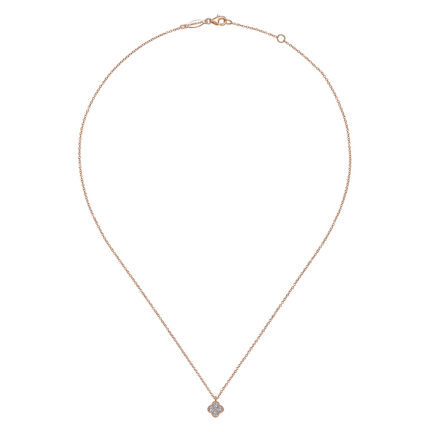 14K Rose Gold Diamond Clover Pendant Necklace