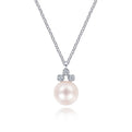 14K White Gold Diamond and Pearl Pendant Necklace