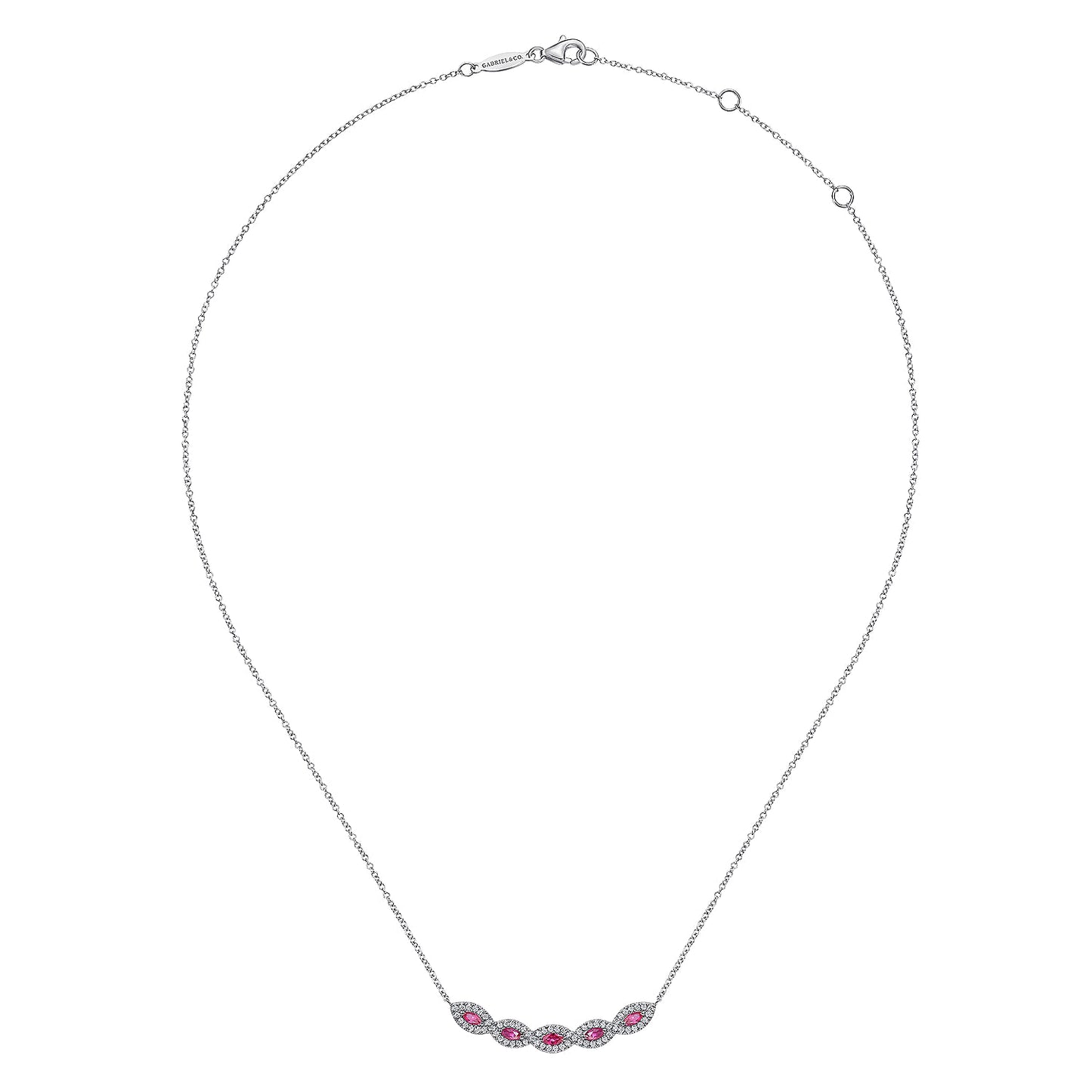 14K White Gold Diamond and Ruby Necklace