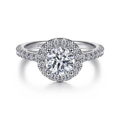 Gabriel & Co | Rachel - 14K White Gold Round Halo Diamond Engagement Ring