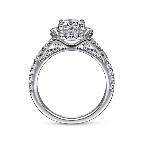 Gabriel & Co | Rachel - 14K White Gold Round Halo Diamond Engagement Ring