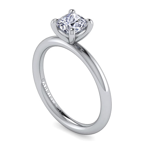 Gabriel & Co | Lark - 14K White Gold Cushion Cut Solitaire Engagement Ring