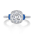 Cushion 3-Stone Engagement Ring with Blue Sapphire