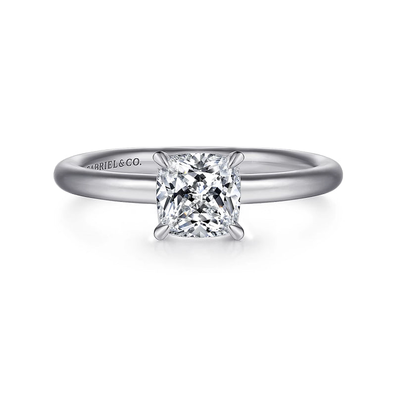 Gabriel & Co | Lark - 14K White Gold Cushion Cut Solitaire Engagement Ring