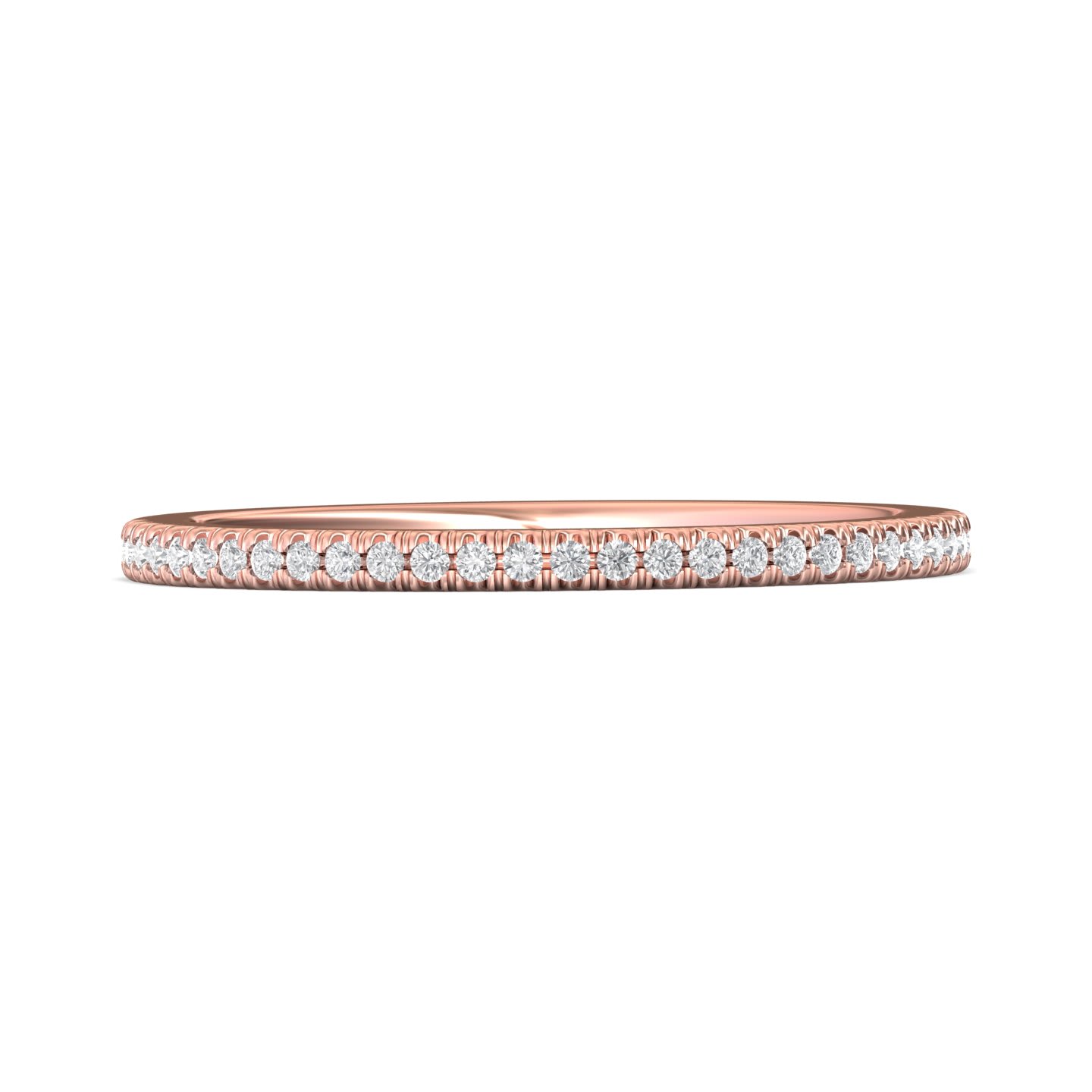 FlyerFit Micropave 14K Pink Gold Wedding Band