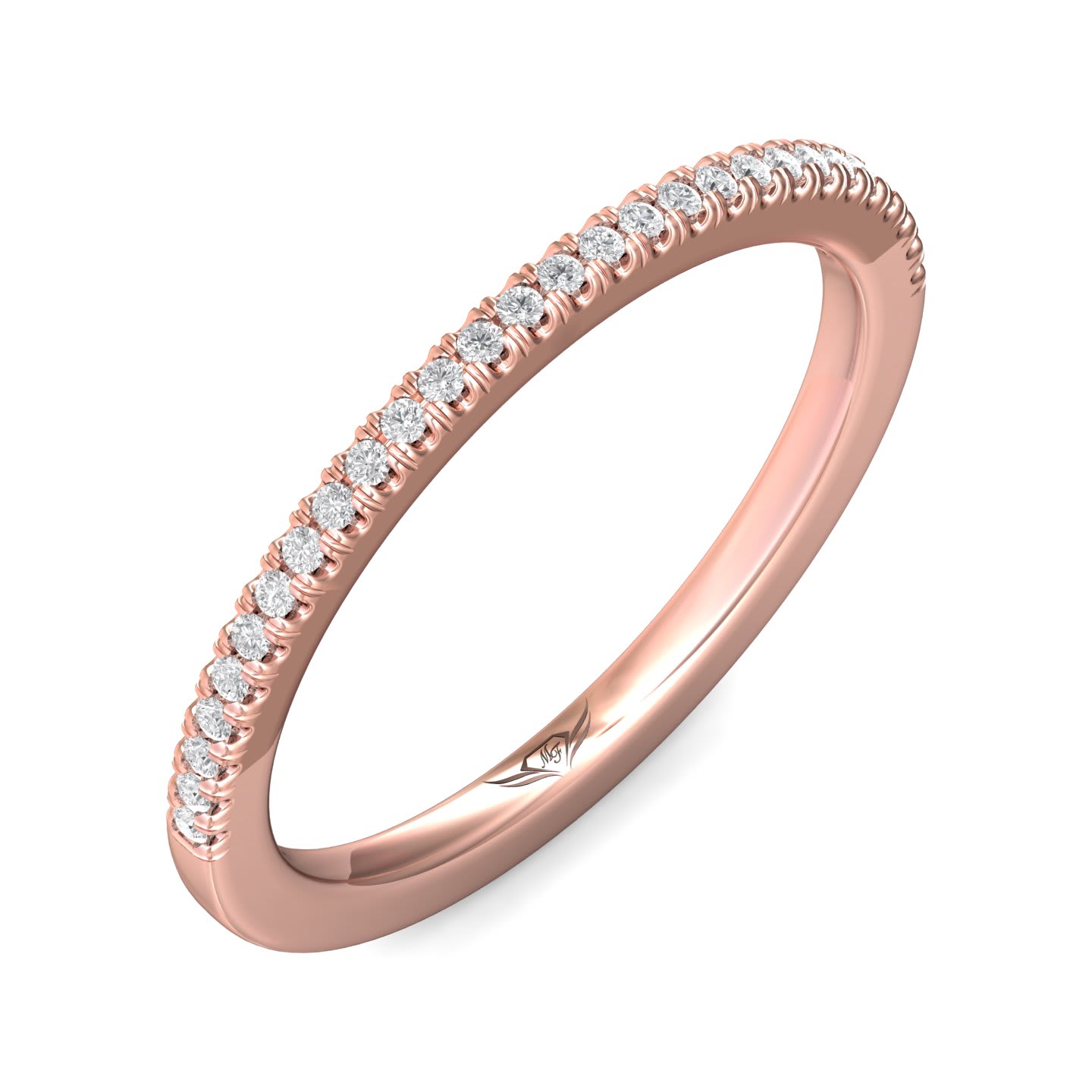 FlyerFit Micropave 14K Pink Gold Wedding Band