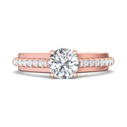 FlyerFit Micropave 14K Pink Gold Engagement Ring