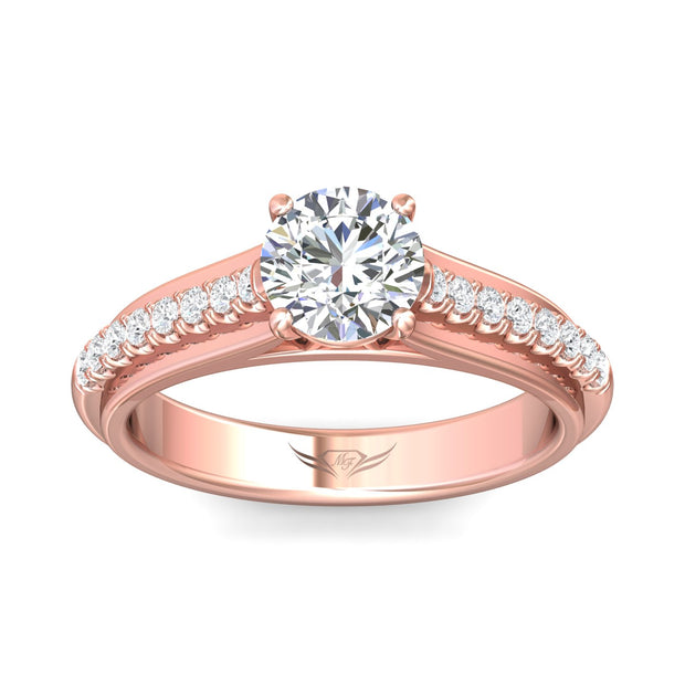 FlyerFit Micropave 14K Pink Gold Engagement Ring