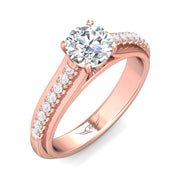 FlyerFit Micropave 14K Pink Gold Engagement Ring