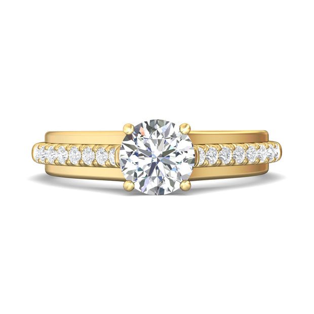 FlyerFit Micropave 14K Yellow Gold Engagement Ring