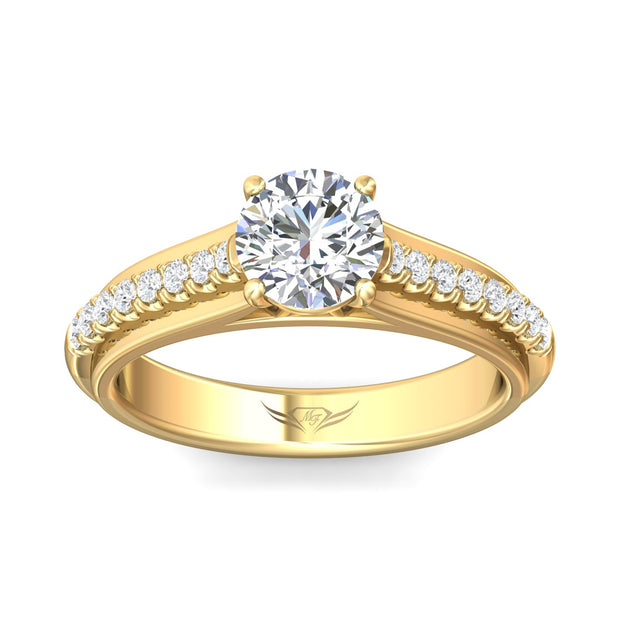 FlyerFit Micropave 14K Yellow Gold Engagement Ring