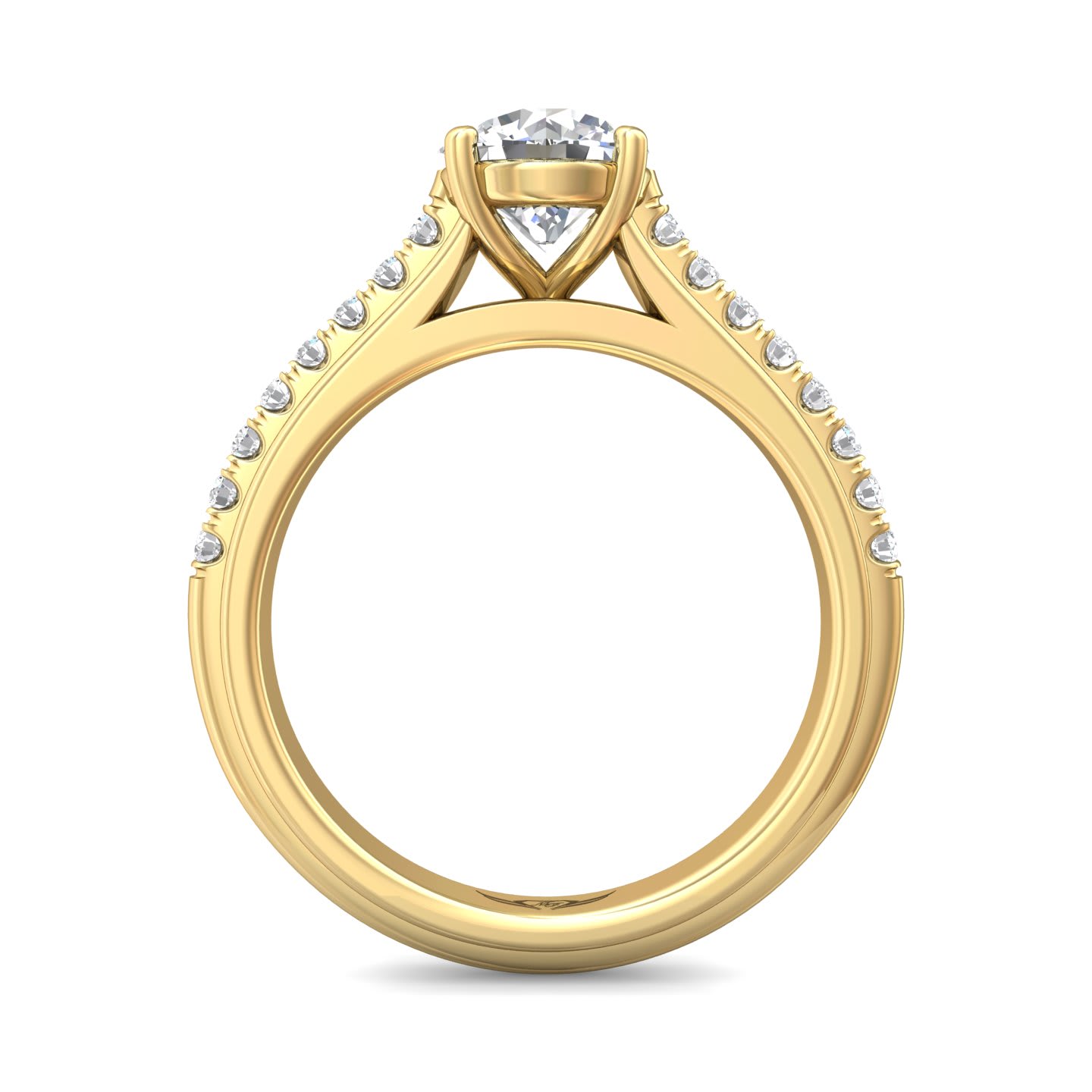 FlyerFit Micropave 18K Yellow Gold Engagement Ring