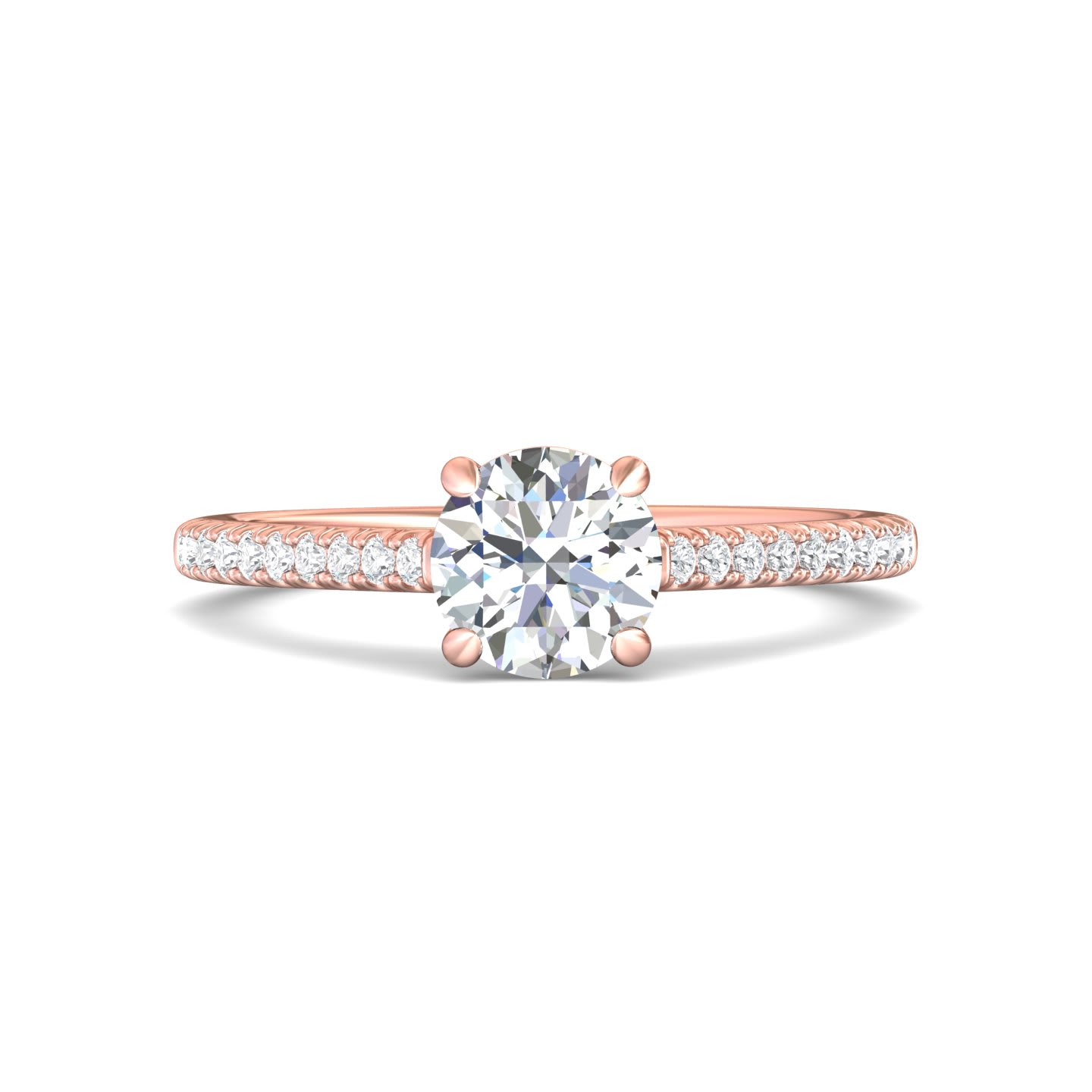 FlyerFit Micropave 18K Pink Gold Engagement Ring