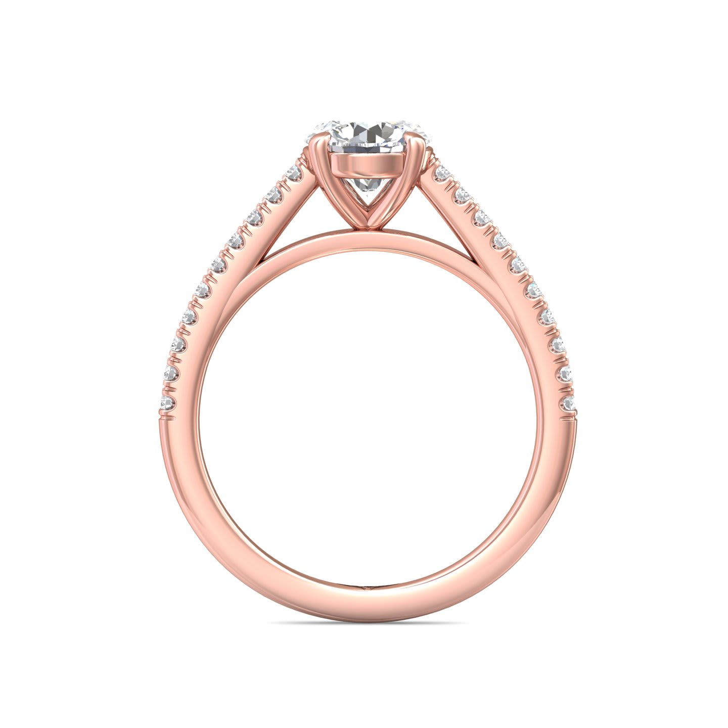 FlyerFit Micropave 18K Pink Gold Engagement Ring