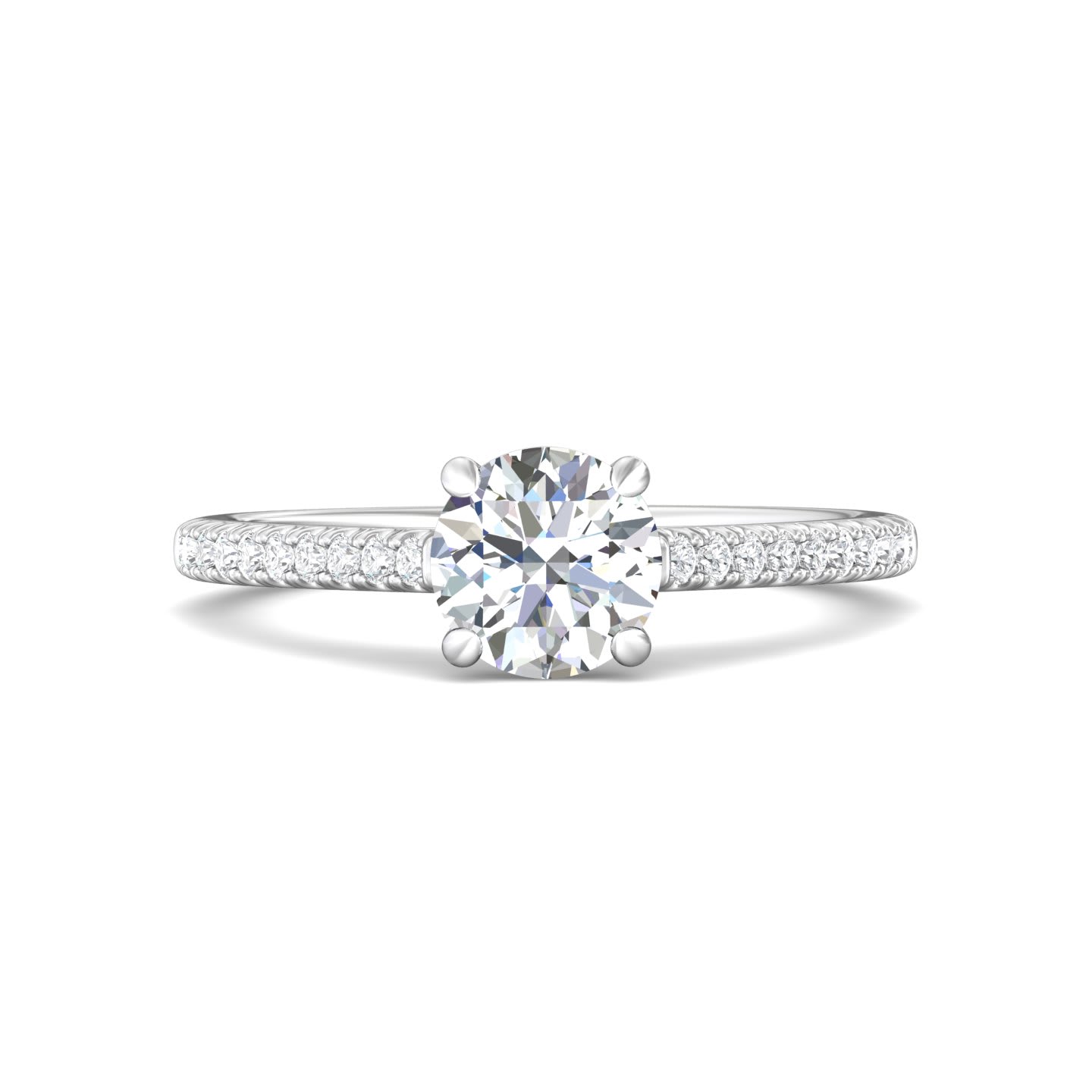 FlyerFit Micropave 18K White Gold Engagement Ring