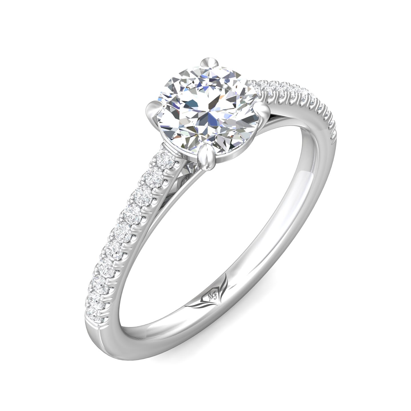 FlyerFit Micropave 18K White Gold Engagement Ring