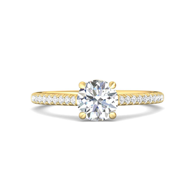 FlyerFit Micropave 18K Yellow Gold Engagement Ring