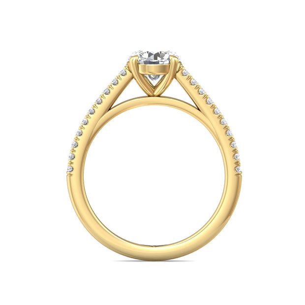 FlyerFit Micropave 18K Yellow Gold Engagement Ring