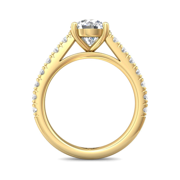 FlyerFit Micropave 18K Yellow Gold Engagement Ring