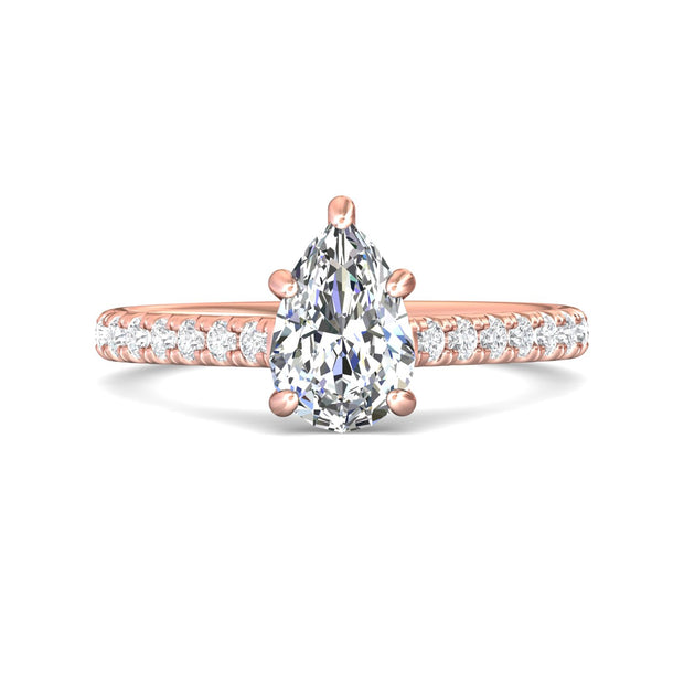 FlyerFit Micropave 18K Pink Gold Engagement Ring