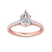 FlyerFit Micropave 18K Pink Gold Engagement Ring