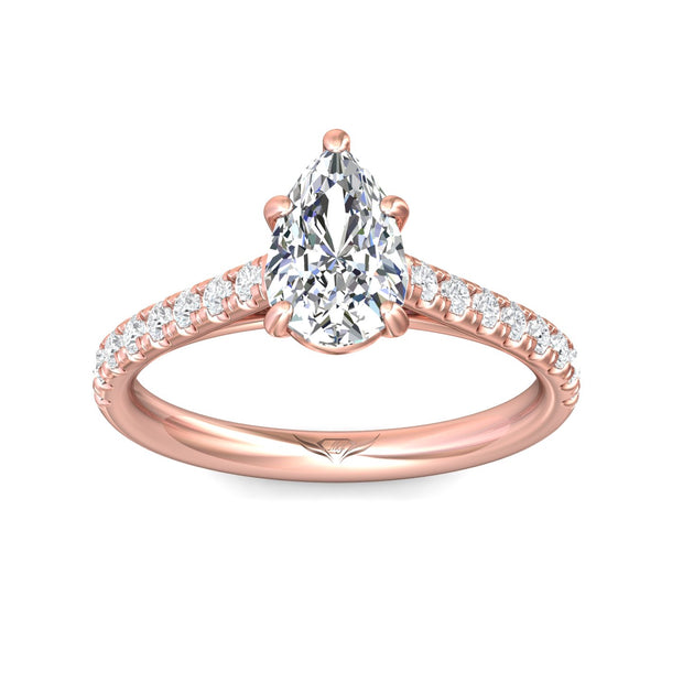 FlyerFit Micropave 18K Pink Gold Engagement Ring