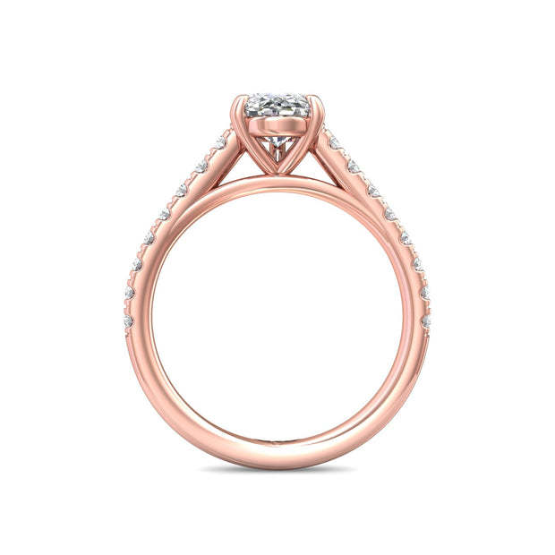 FlyerFit Micropave 18K Pink Gold Engagement Ring