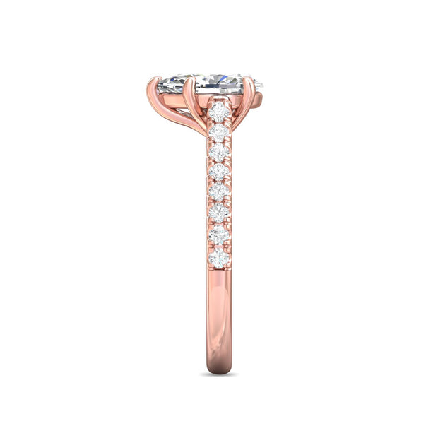 FlyerFit Micropave 18K Pink Gold Engagement Ring