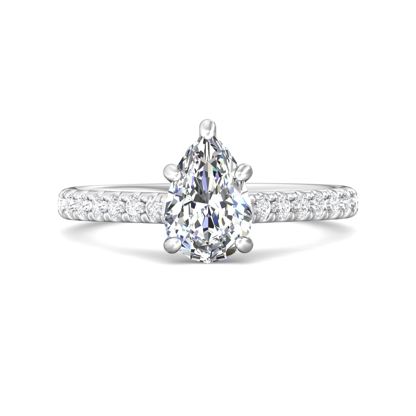 FlyerFit Micropave 18K White Gold Engagement Ring