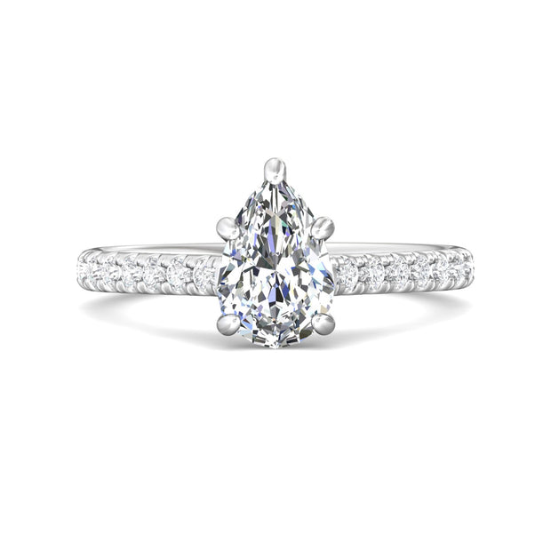 FlyerFit Micropave 14K White Gold Engagement Ring