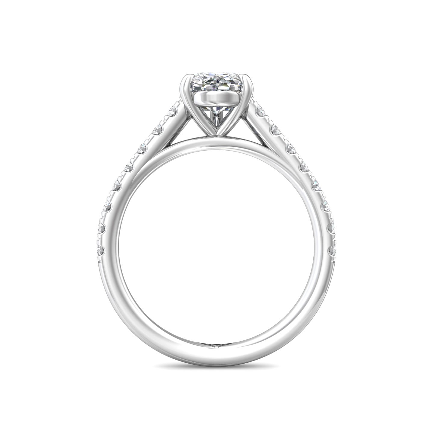 FlyerFit Micropave 18K White Gold Engagement Ring