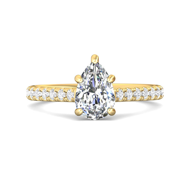 FlyerFit Micropave 14K Yellow Gold Engagement Ring