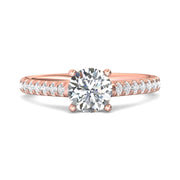 FlyerFit Micropave 14K Pink Gold Engagement Ring