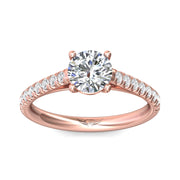 FlyerFit Micropave 14K Pink Gold Engagement Ring